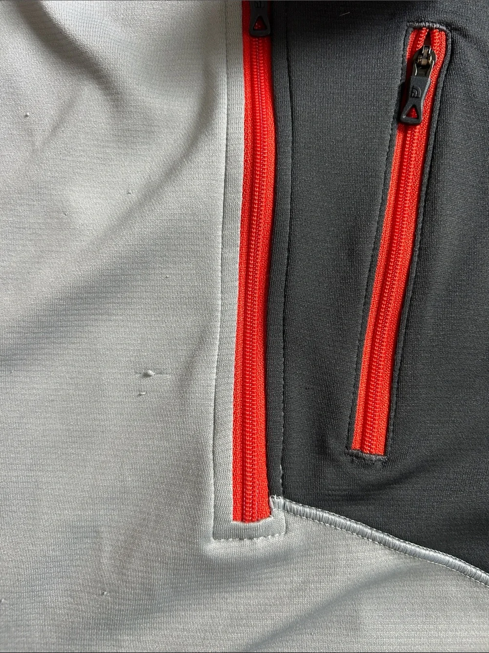 Men’s The North Face Gray Pullover 1/4 Zip with Black Panel and Orange Zipper, L